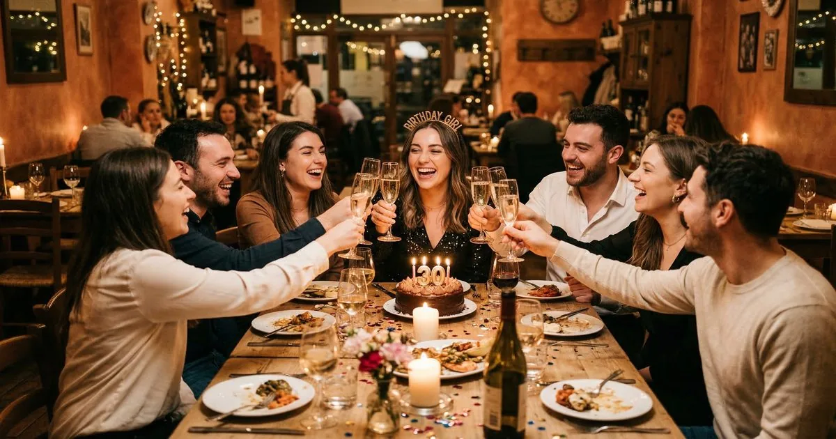 Geburtstagsfeier im Restaurant - Gäste feiern