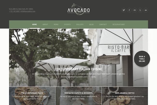 Restaurant Wordpress Theme Avocado